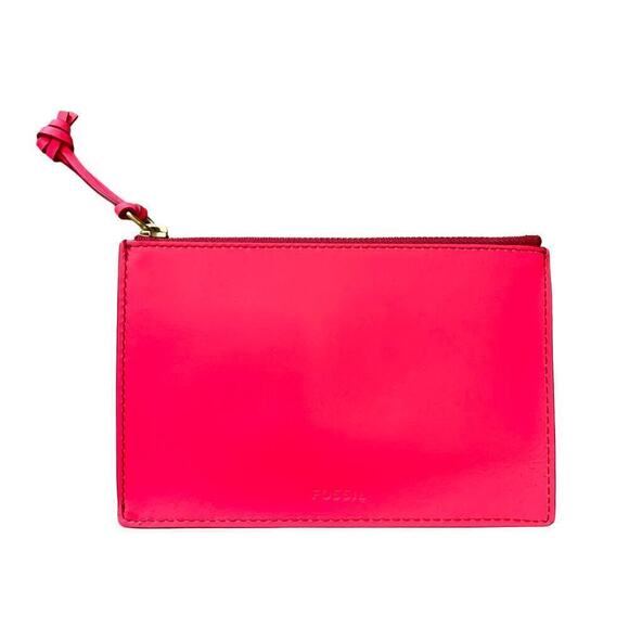 Fossil Neon Vibrant Pink Wristlet Zippered Pouch - Picture 1 of 12